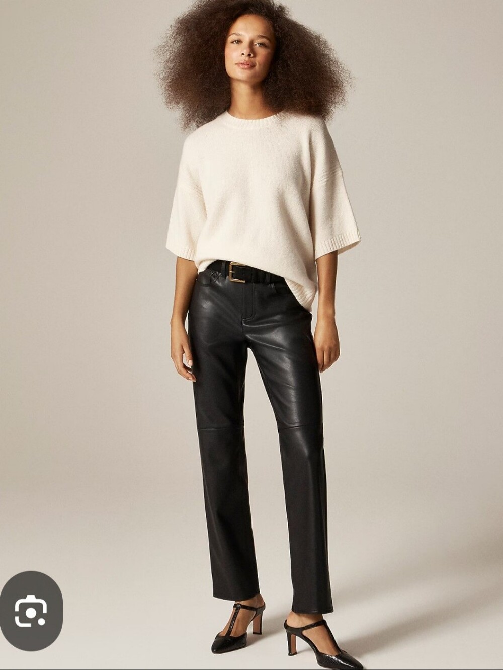 J.Crew Faux Leather Straight-Leg Pants - Black
